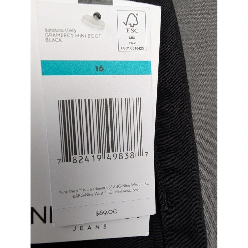 Nine West Jeans Gramercy Mini Boot Black Denim Pants‎ Womens Size 16